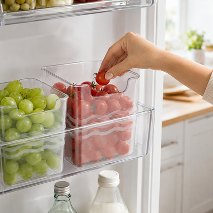 Clear Refrigerator Storage Bin – Easy-Access Fridge Organizer（3pc）