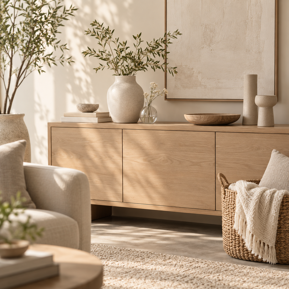 Calm, beautifully styled home interior