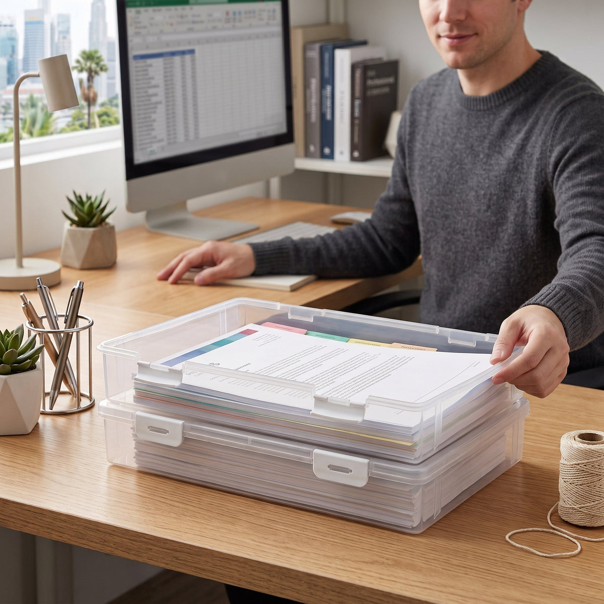 Large Transparent A4 File Storage Box