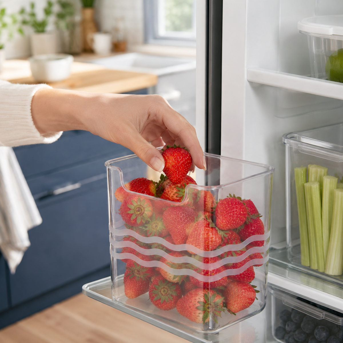 Clear Refrigerator Storage Bin – Easy-Access Fridge Organizer（3pc）